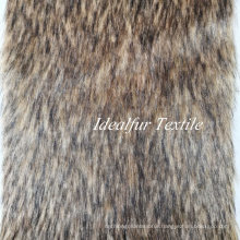 Tip Dyed Long Pile Brown Faux Fur Fabric for Coat